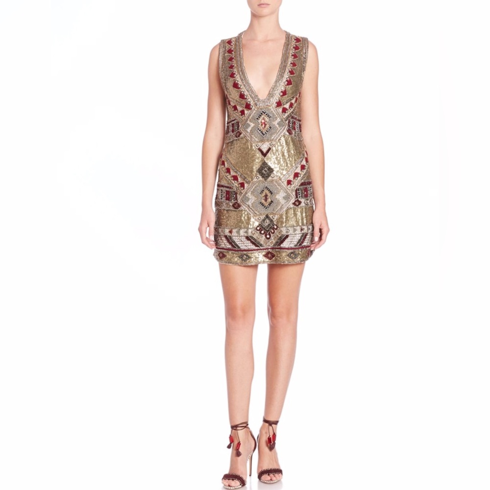Alice + Olivia Odell Archive Gold Sequin Deco Dress - Picture 3 of 10